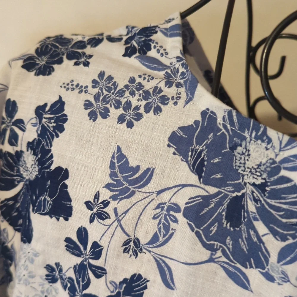 Liz Claiborne Top Blouse Floral Print Blue White Women's Plus Size 1X NEW NWT - Picture 6 of 10